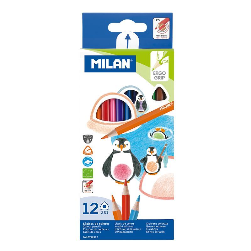 Krāsu zīmuļi MILAN, 12 krāsas