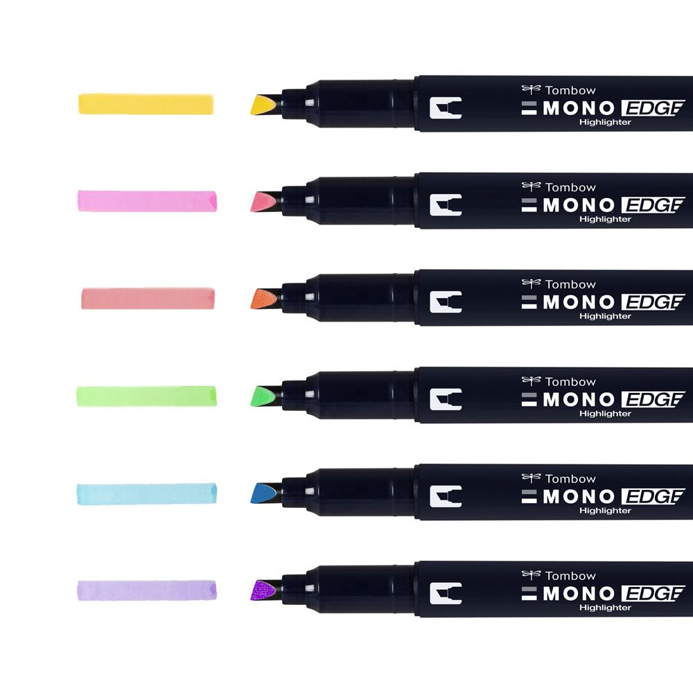Teksta marķieru komplekts TOMBOW Mono Edge, 6 krāsas